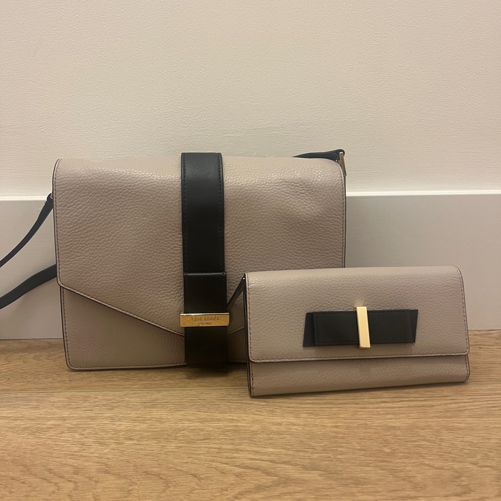 Kate Spade Tan and Black Crossbody Bag with Minimalist Design